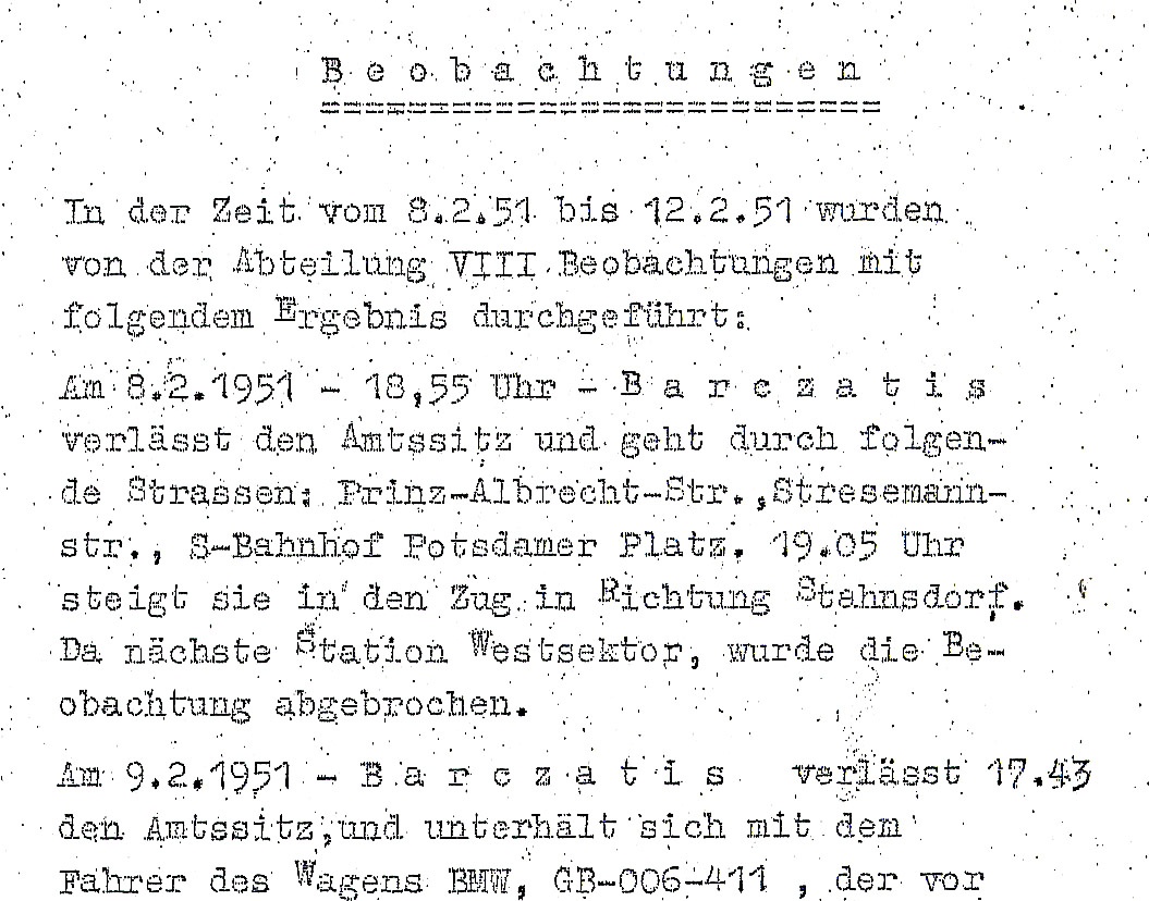 Beobachtungsprotokoll der Stasi